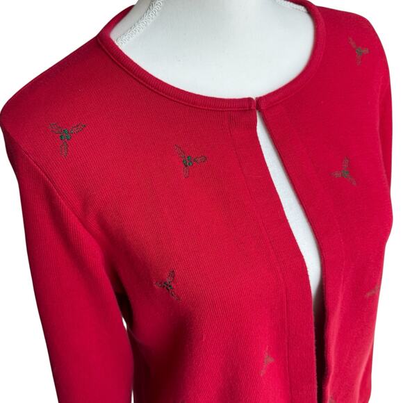 Vintage LIZ CLAIRBORNE Red Christmas Sweater Size L Holiday Party Festive - Picture 6 of 10